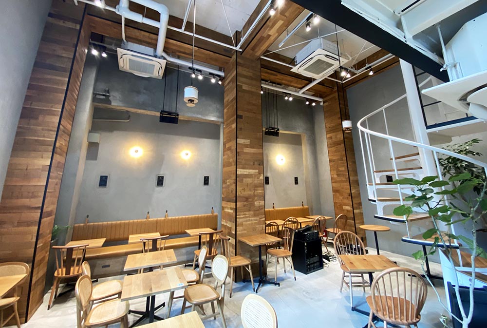 【Taguchiスピーカー 店舗導入事例】GOOD SOUND COFFEE 中目黒店(東京)ー Duo Aray/REX-P150/六面体スピーカーLIGHT、他+音響設計+音響調整